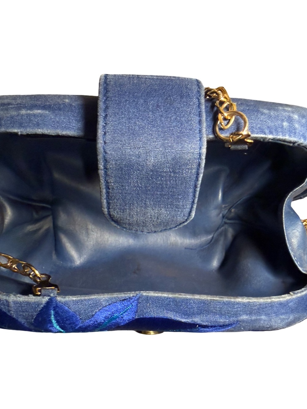 J. Renée RARE Hard Shell Vibrant Embroidered Blue Floral Design Crossbody - Picture 12 of 12